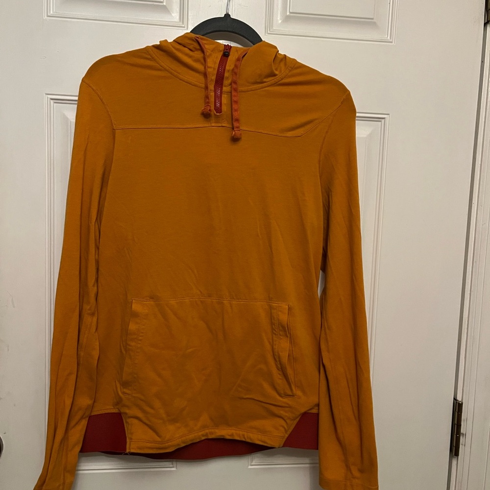 Outdoor Research Women Large Orange Quarter Zip Hoodie Lightweight Hike Ladies